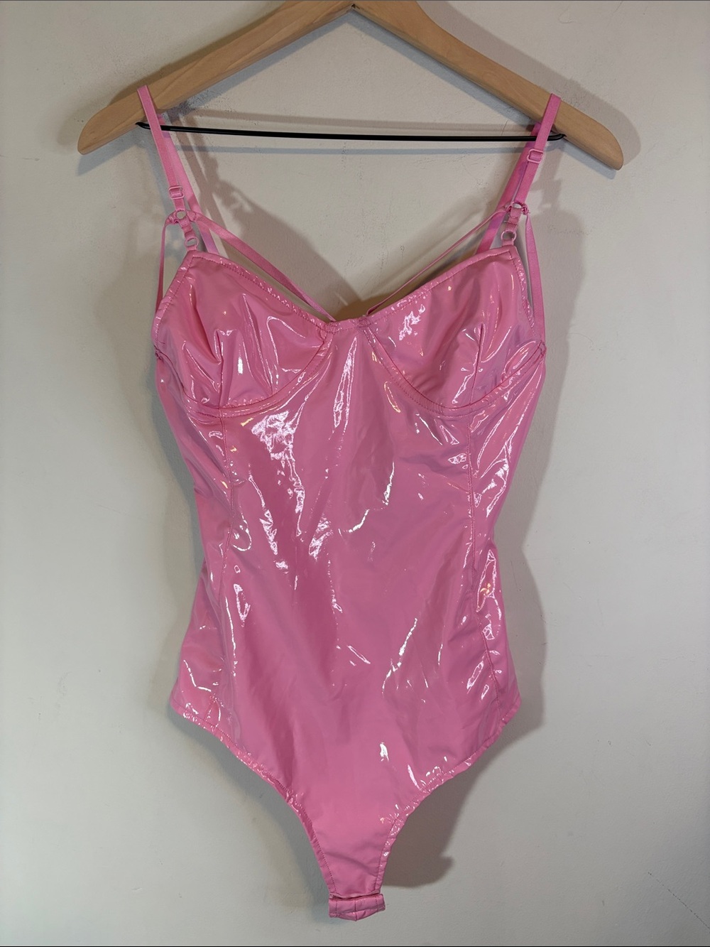 Pink Faux Latex Wet Look Skin Tight Fake Leather Bodysuit DIY Halloween Costume